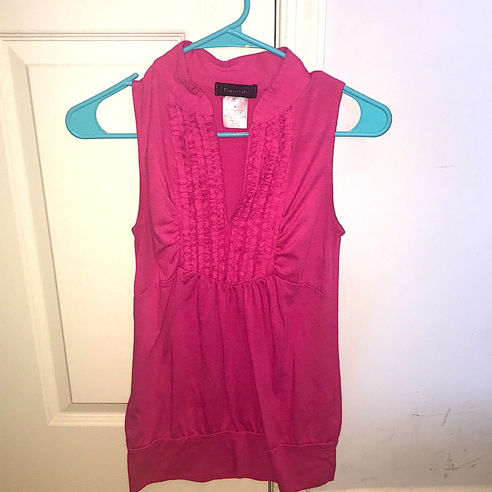 Fleurish bright pink v-neck dressy tank